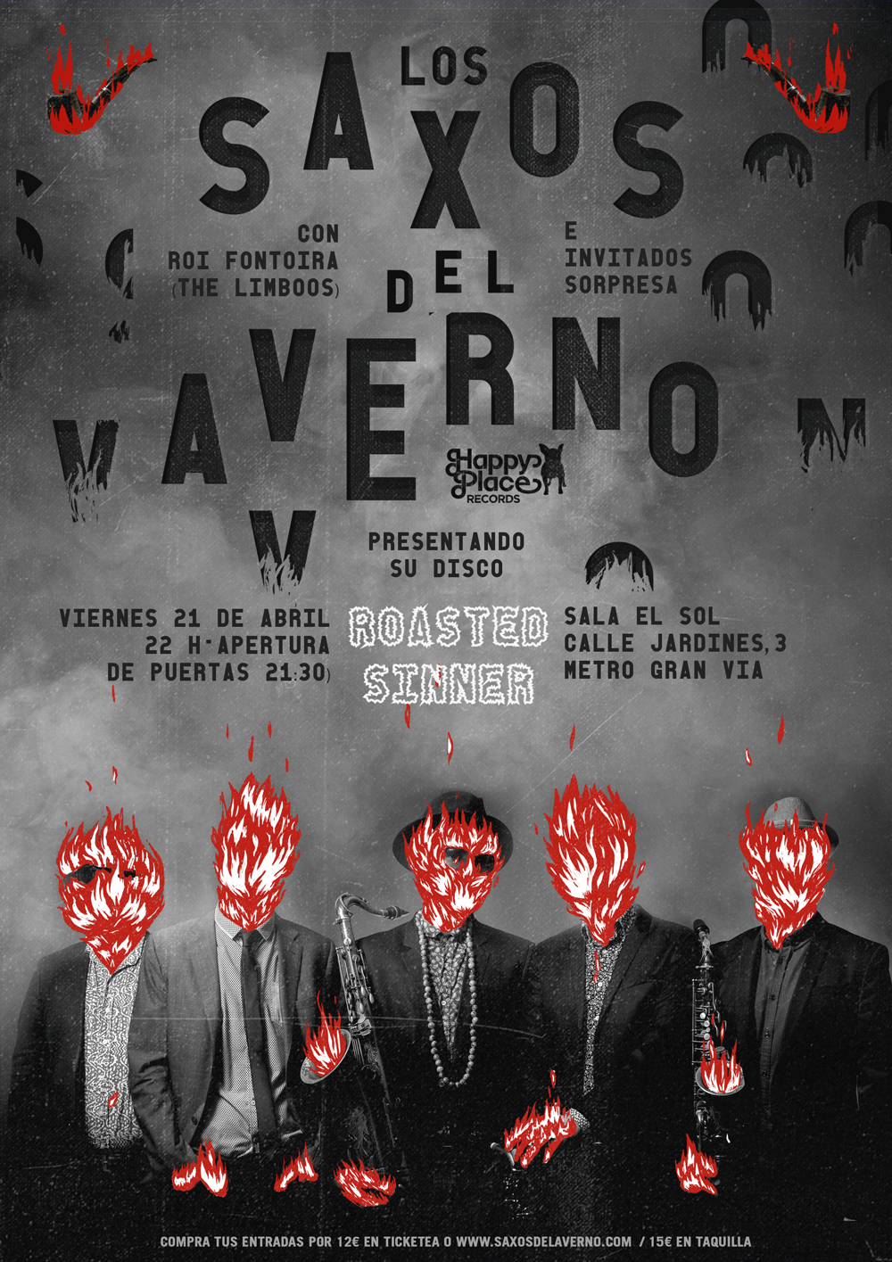 Los Saxos del Averno presentan su nuevo disco en la sala El Sol el 21 de abril. Entradas ya a la venta: https://www.ticketea.com/entradas-concierto-presentacion-disco-los-saxos-del-averno/